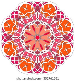 Mandala geometric round ornament, tribal ethnic arabic Indian motif, eight pointed circular abstract floral pattern. Hand drawn decorative vector design element
