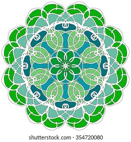 Mandala geometric round ornament, tribal ethnic arabic Indian motif, eight pointed circular abstract floral pattern. Hand drawn decorative vector design element

