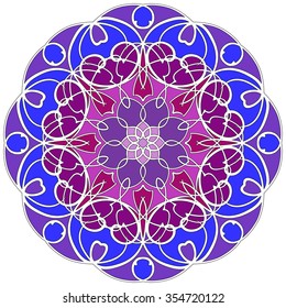 Mandala geometric round ornament, tribal ethnic arabic Indian motif, eight pointed circular abstract floral pattern. Hand drawn decorative vector design element
