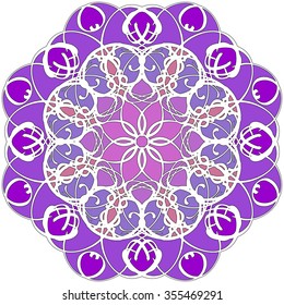 Mandala geometric round ornament, tribal ethnic arabic Indian motif, eight pointed circular abstract floral pattern. Hand drawn decorative vector design element
