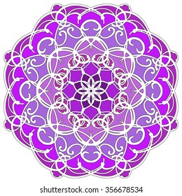 Mandala geometric round ornament, tribal ethnic arabic Indian motif, eight pointed circular abstract floral pattern. Hand drawn decorative vector design element
