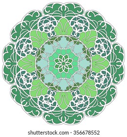 Mandala geometric round ornament, tribal ethnic arabic Indian motif, eight pointed circular abstract floral pattern. Hand drawn decorative vector design element
