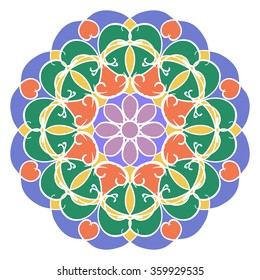 
Mandala geometric round ornament, tribal ethnic arabic Indian motif, eight pointed circular abstract floral pattern. Hand drawn decorative vector design element
