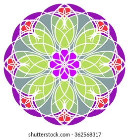 Mandala geometric round ornament, tribal ethnic arabic Indian motif, eight pointed circular abstract floral pattern. Hand drawn decorative vector design element
