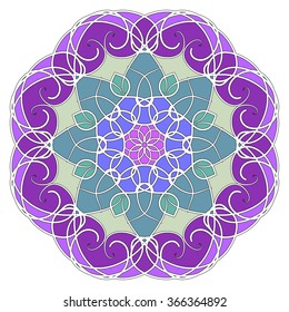 Mandala geometric round ornament, tribal ethnic arabic Indian motif, eight pointed circular abstract floral pattern. Hand drawn decorative vector design element
