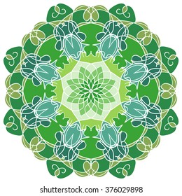 Mandala geometric round ornament, tribal ethnic arabic Indian motif, eight pointed circular abstract floral pattern. Hand drawn decorative vector design element