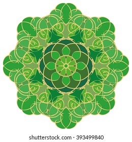Mandala geometric round ornament, tribal ethnic arabic Indian motif, eight pointed circular abstract floral pattern. Hand drawn decorative vector design element