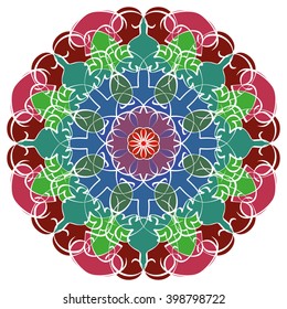 Mandala geometric round ornament, tribal ethnic arabic Indian motif, eight pointed circular abstract floral pattern. Hand drawn decorative vector design element