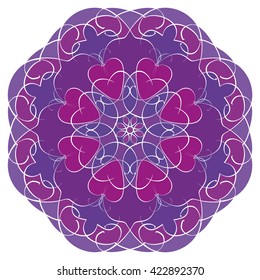 Mandala geometric round ornament, tribal ethnic arabic Indian motif, eight pointed circular abstract floral pattern. Hand drawn decorative vector design element