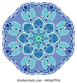 Mandala geometric round ornament, tribal ethnic arabic Indian motif, eight pointed circular abstract floral pattern. Hand drawn decorative vector design element