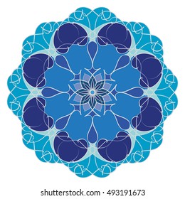 Mandala geometric round ornament, tribal ethnic arabic Indian motif, eight pointed circular abstract floral pattern. Hand drawn decorative vector design element