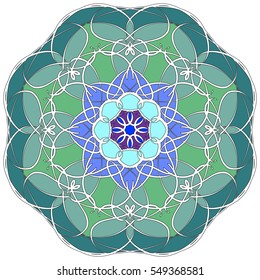Mandala geometric round ornament, tribal ethnic arabic Indian motif, eight pointed circular abstract floral pattern. Hand drawn decorative vector design element