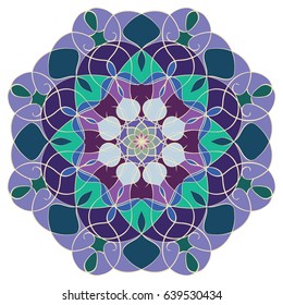 Mandala geometric round ornament, tribal ethnic arabic Indian motif, eight pointed circular abstract floral pattern. Hand drawn decorative vector design element