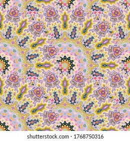 Mandala geometric rustic seamless pattern. Islamic folk vector composition. Complex retro medallion floral seamless ornament. Interior decoration print.