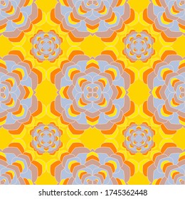 Mandala geometric seamless pattern. Floral asian motif vector design. Abstract flower chakra tile ornament. Ethnic floral batik print. Endless medallion background seamless pattern.