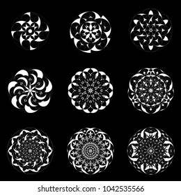 Mandala geometric: a series of abstract ornaments made with regular flat figures and circles