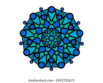 Mandala, geometric shapes of different colors, pattern in a circle