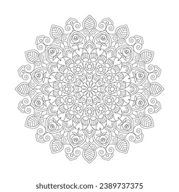 Mandala Geometric Zen coloring book page for kdp book interior. Peaceful Petals, Ability to Relax, Brain Experiences, Harmonious Haven, Peaceful Portraits, Blossoming Beauty mandala design.
