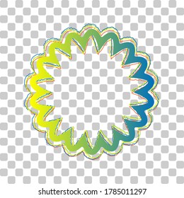 Mandala geometry sign. Blue to green gradient Icon with Four Roughen Contours on stylish transparent Background. Illustration.