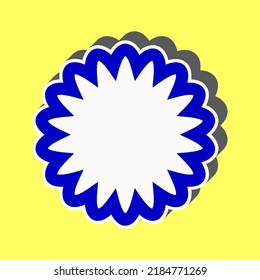 Mandala geometry sign. Blue Icon with white stroke in 3d at yellow Background. Illustration.