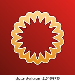Mandala geometry sign. Golden gradient Icon with contours on redish Background. Illustration.