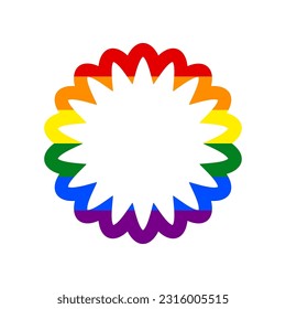 Mandala geometry sign. Rainbow gay LGBT rights colored Icon at white Background. Illustration.