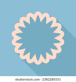Mandala geometry sign. Unbleached silk Icon with very long shadow at dark sky blue background. Illustration.