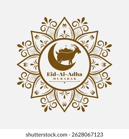 Mandala Goat Crescent Eid Al Adha Golden Vector Art