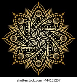 Mandala gold, background. Ethnic decorative elements. Vintage pattern with round ornament, decorative indian medallion, abstract flower lotus element. Vector design