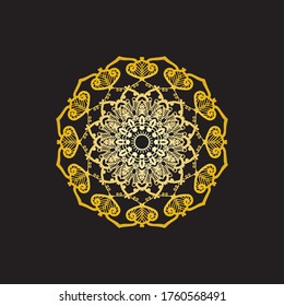 Oro de Mandala en imagen vectorial de fondo negro 