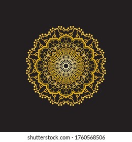 Oro de Mandala en imagen vectorial de fondo negro 