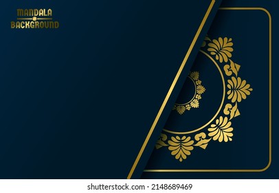 Diseño de fondo dorado y azul Mandala