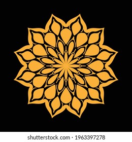 mandala with gold color, circular artwork with floral fusion ornaments