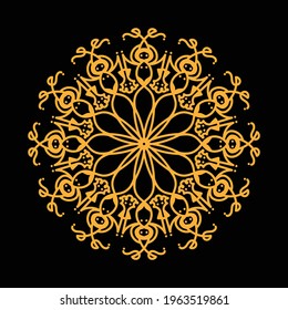 mandala with gold color circular ornament artwork