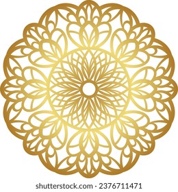 Mandala with gold color gradations