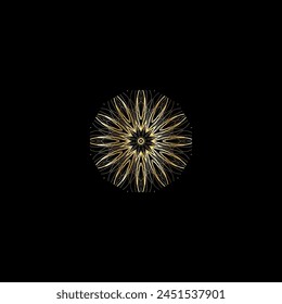 Mandala. Gold decorative element. Picture for coloring. Abstract circular ornament with stylized leaves