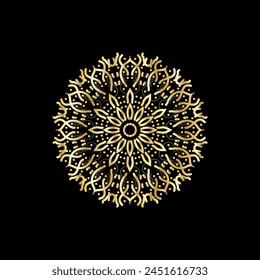 Mandala. Gold decorative element. Picture for coloring. Abstract circular ornament with stylized leaves