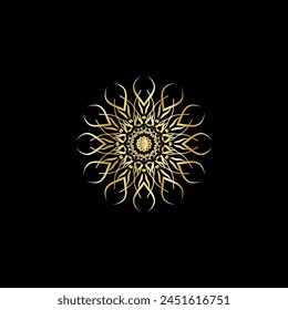 Mandala. Gold decorative element. Picture for coloring. Abstract circular ornament with stylized leaves