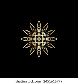 Mandala. Gold decorative element. Picture for coloring. Abstract circular ornament with stylized leaves