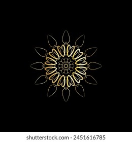 Mandala. Gold decorative element. Picture for coloring. Abstract circular ornament with stylized leaves