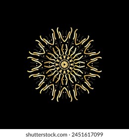 Mandala. Gold decorative element. Picture for coloring. Abstract circular ornament with stylized leaves