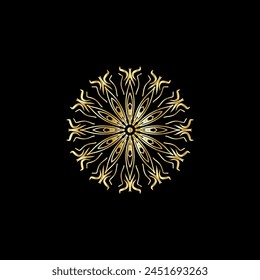 Mandala. Elemento decorativo dorado. Imagen para colorear. Abstractas adorno circular con hojas estilizadas