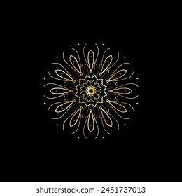 Mandala. Gold decorative element. Picture for coloring. Abstract circular ornament with stylized leaves