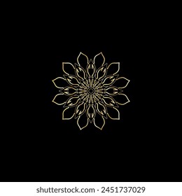 Mandala. Gold decorative element. Picture for coloring. Abstract circular ornament with stylized leaves