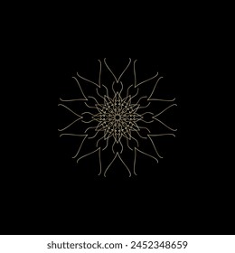Mandala. Gold decorative element. Picture for coloring. Abstract circular ornament with stylized leaves