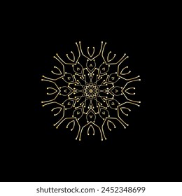 Mandala. Gold decorative element. Picture for coloring. Abstract circular ornament with stylized leaves
