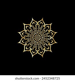 Mandala. Gold decorative element. Picture for coloring. Abstract circular ornament with stylized leaves
