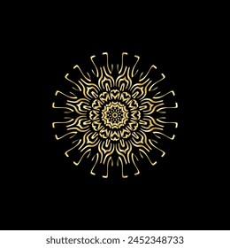 Mandala. Elemento decorativo dorado. Imagen para colorear. Abstractas adorno circular con hojas estilizadas