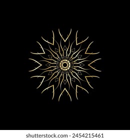 Mandala. Gold decorative element. Picture for coloring. Abstract circular ornament with stylized leaves
