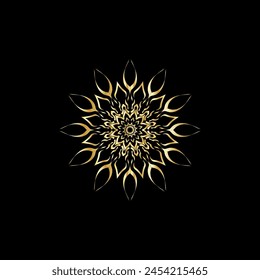 Mandala. Gold decorative element. Picture for coloring. Abstract circular ornament with stylized leaves